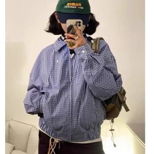 Mẫu áo khoác bomber 2 mặt caro unisex