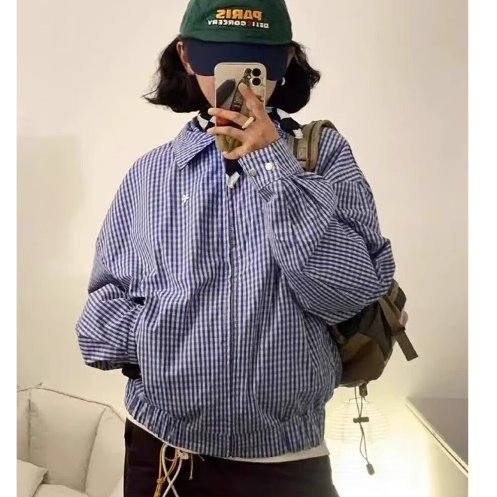 Mẫu áo khoác bomber 2 mặt caro unisex
